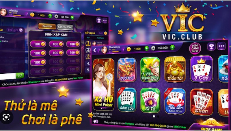 List các trò chơi đang có tại cổng game Vic Club